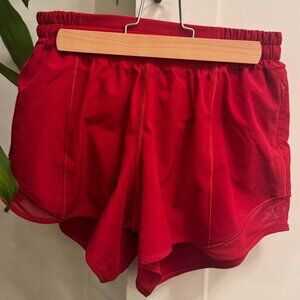 Lululemon Hotty Hot Low-Rise Lined Short 4" in Dark Red, Size 6